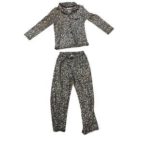 Nicole Miller New York Womens Black & White Rose Pattern Pajama Set S